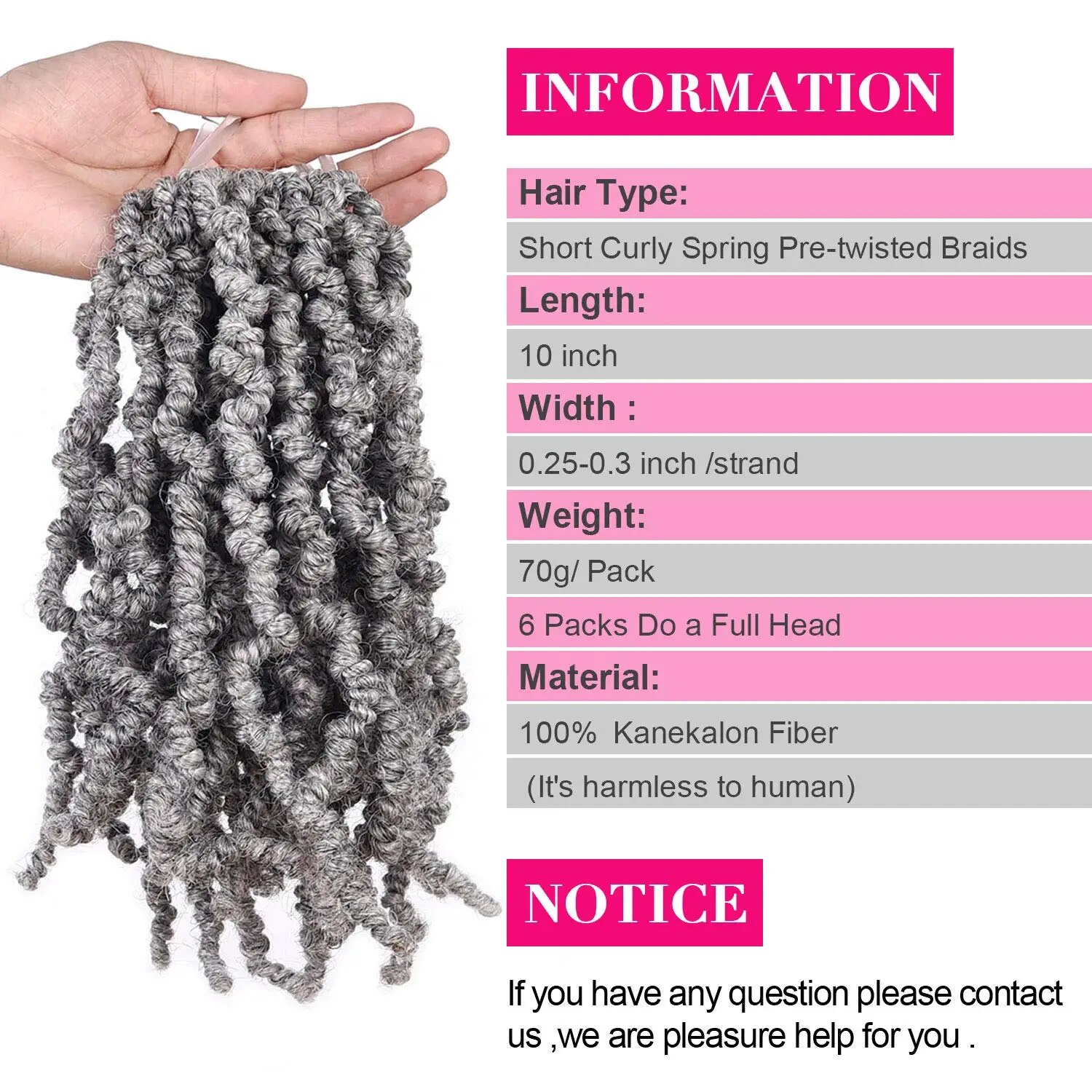 10 Inch Short Curly Spring Pre - Braiding Hair Kanekalon review and price